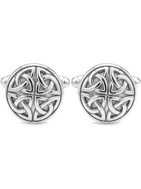 Sterling Silver Celtic Trinity Cufflinks - 15mm Round Men's Jewelry Gift Box